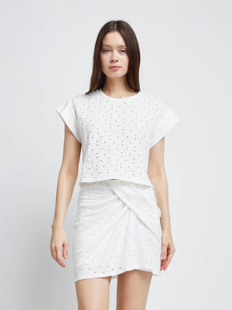 SYLVIE EYELET CROP TEE