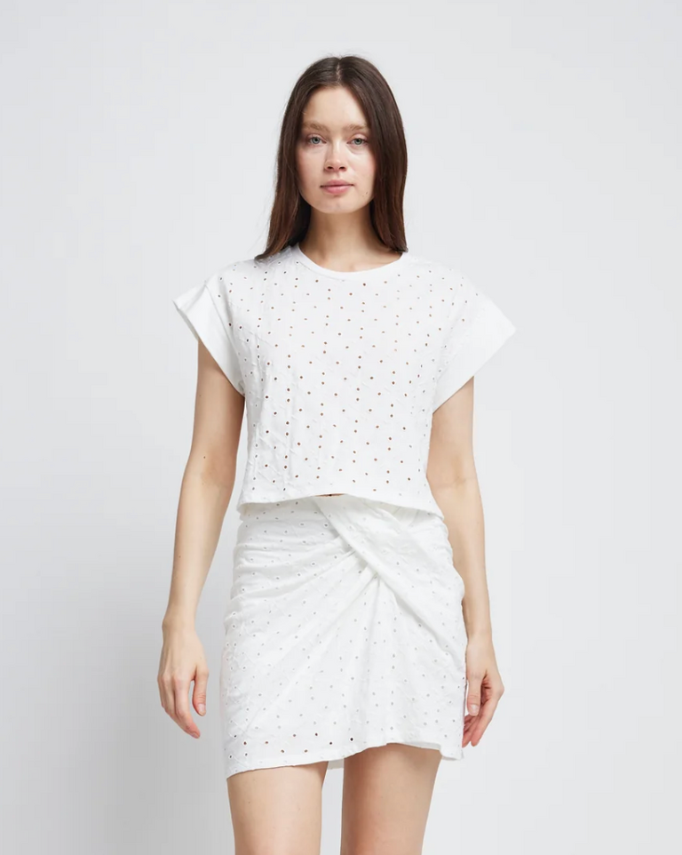 SYLVIE EYELET CROP TEE