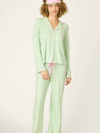 PJ SALVAGE PUPCATION PALMS KIWI STRIPE  3 PIECE SET