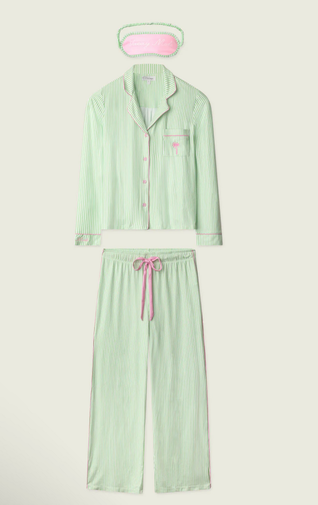 PJ SALVAGE PUPCATION PALMS KIWI STRIPE  3 PIECE SET