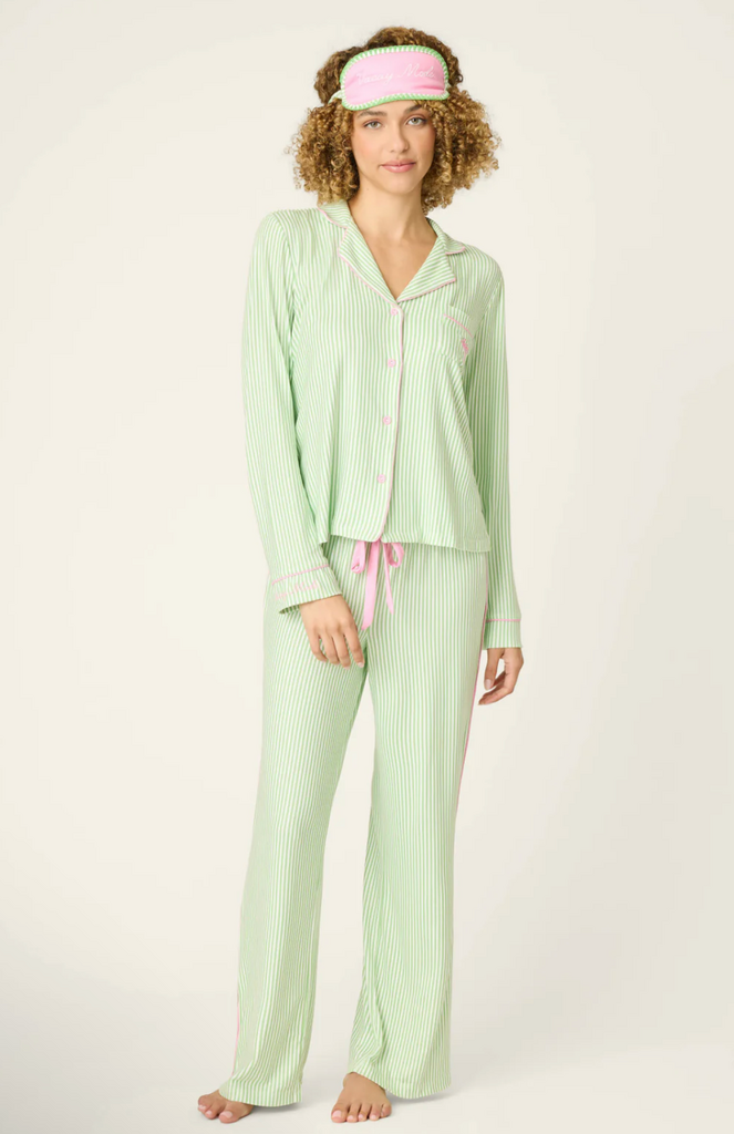 PJ SALVAGE PUPCATION PALMS KIWI STRIPE  3 PIECE SET