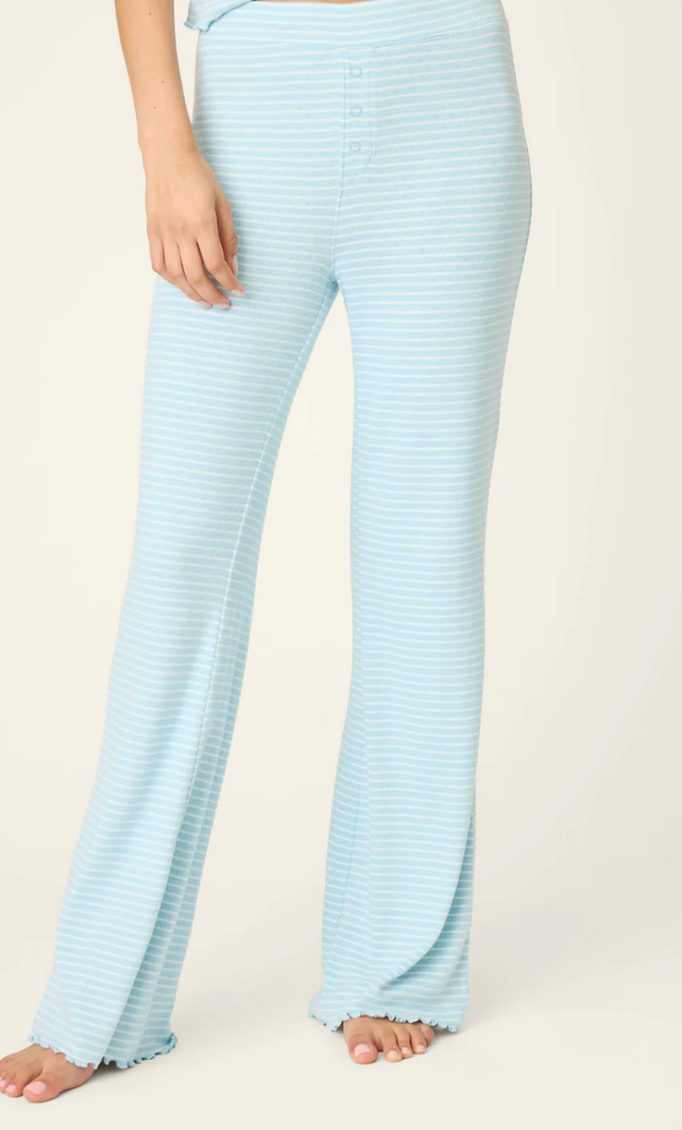 PJ SALVAGE SWEET STRIPES MORNING BLUE OPEN LEG LOUNGE PANTS