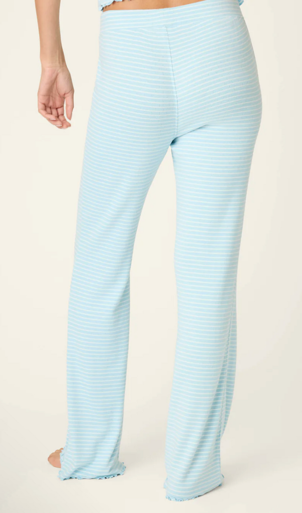 PJ SALVAGE SWEET STRIPES MORNING BLUE OPEN LEG LOUNGE PANTS