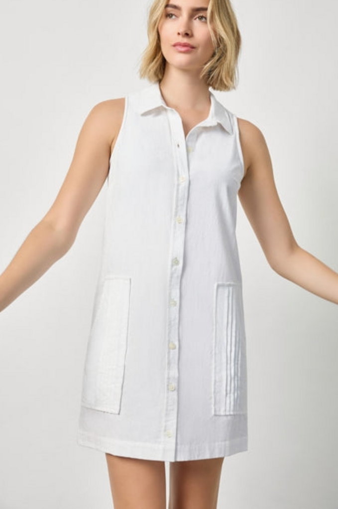 SLEEVELESS PLEAT POCKET DRESS