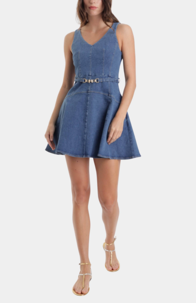 KARINA GRIMALDI LOLA DENIM MINI DRESS