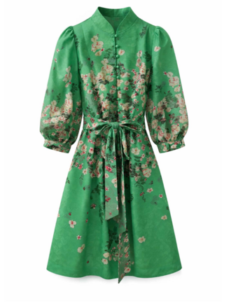 STAND COLLAR A-LINE DRESS