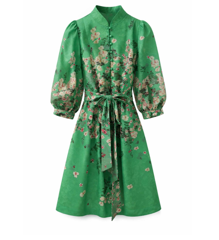 STAND COLLAR A-LINE DRESS