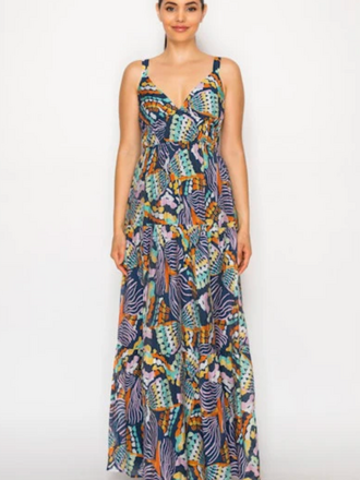 MEET ME IN SANTORINI CHROMATIC ODYSSEY MAXI DRESS
