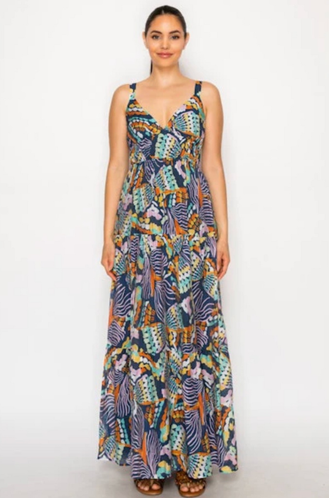 MEET ME IN SANTORINI CHROMATIC ODYSSEY MAXI DRESS