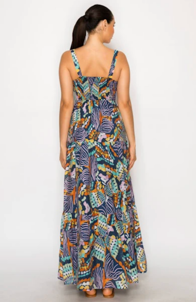 MEET ME IN SANTORINI CHROMATIC ODYSSEY MAXI DRESS