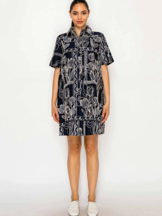 MEET ME IN SANTORINI SELENE'S STITCH SHIRT DRESS