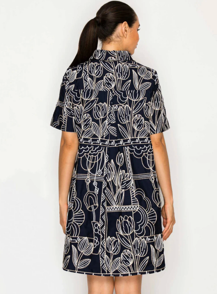 MEET ME IN SANTORINI SELENE'S STITCH SHIRT DRESS