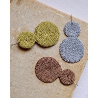 Skili Crochet Double Disc Earrings Gold