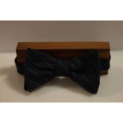 Beaux Stripe Linen Self Tie Bow Tie