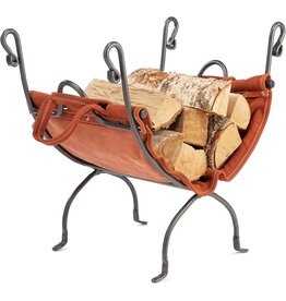 Uniflame Uniflame Olde World Iron Firewood Log Holder with Suede Leather Carrier