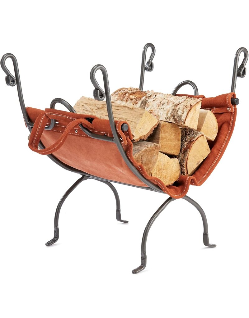 Uniflame Uniflame Olde World Iron Firewood Log Holder with Suede Leather Carrier