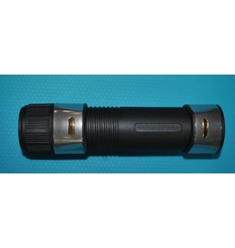 DOT#28 - 5 1/2 " long - Graphite Reel Seat Black, brushed silver, gold cat eye