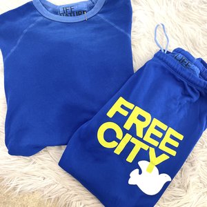 Free City Lucky Rabbits Sweatshirt Electric Blue