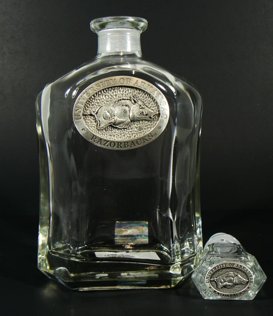 Arkansas Razorback Pewter Medallion Capital Decanter