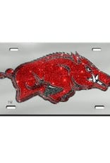 Wincraft Mirrorized Red Sparkly Running Hog License Plate