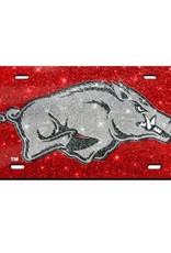 Razorback Silver Hog Sparkle License Plate