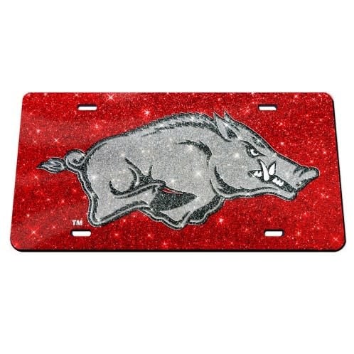 Wincraft Razorback Silver Hog Sparkle License Plate