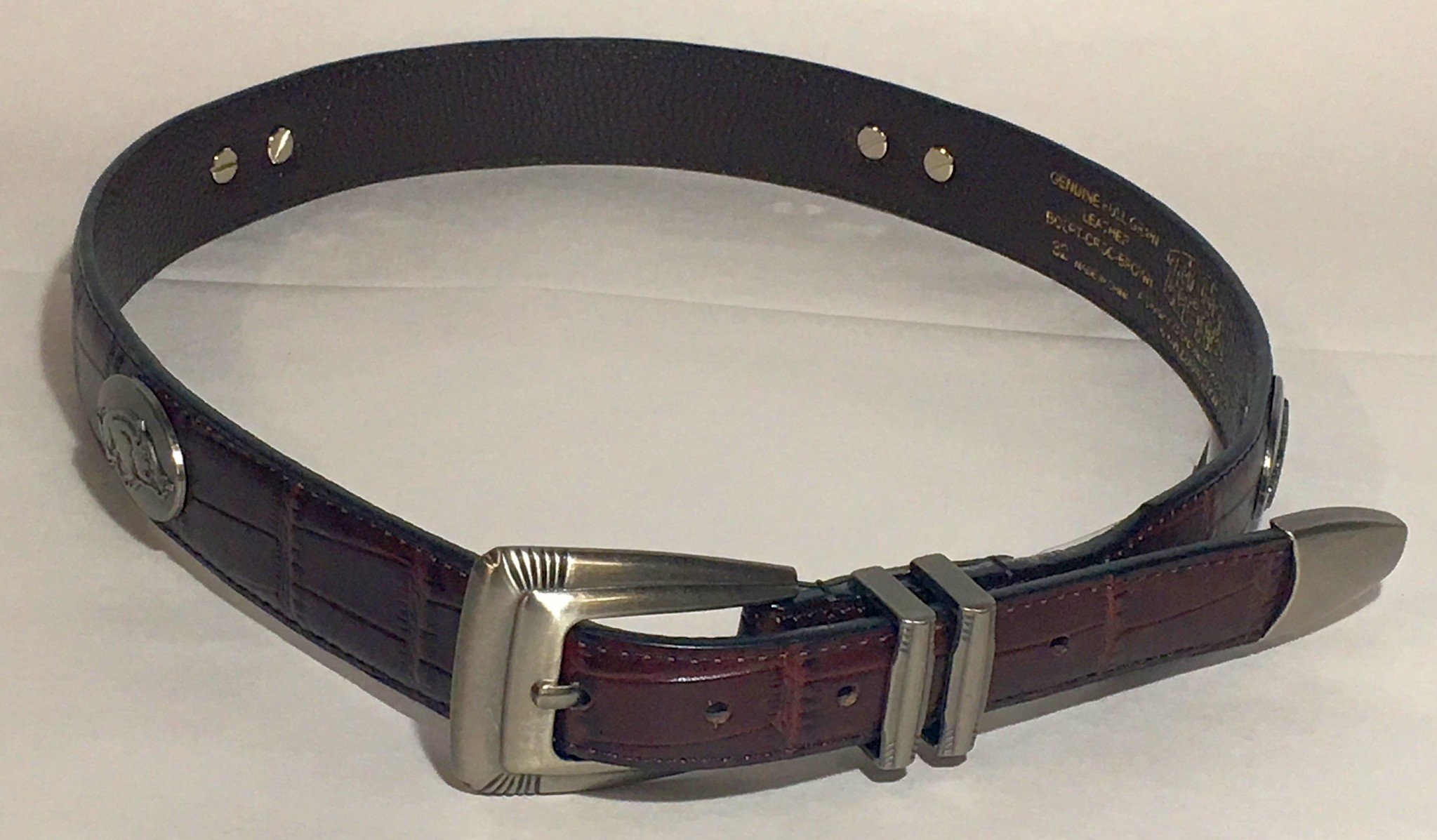 Zep-Pro Arkansas Razorback Brown Crock Leather Concho Belt