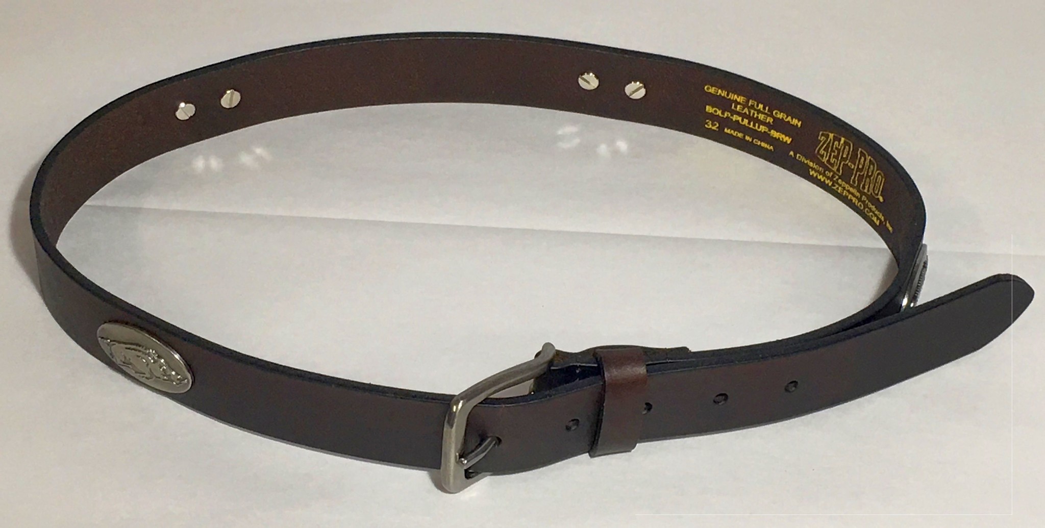 Zep-Pro Arkansas Dark Brown Leather Concho Belt