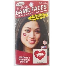 Game Faces Razorback in a Heart Temporary Waterless  Face Tattoo