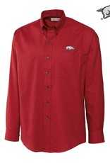 Cutter & Buck Men's Arkansas Razorback L/S Epic Easy Care Nailshead Cardinal Dress Shirt By Cutter & Buck