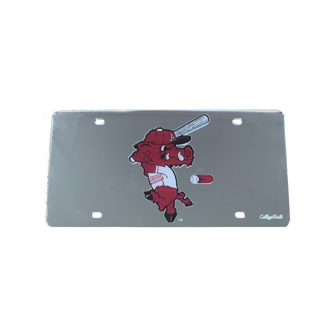 Car Tag ARKANSAS Razorbacks Mirrored Black HOGS License Plate Car Tag ARKANSAS Razorbacks Mirrored Black HOGS License Plate