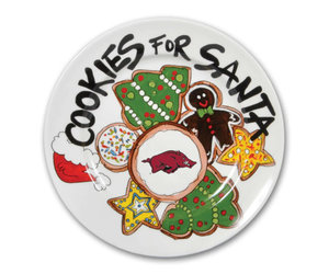 ⭐️アメリカンカントリー雑貨♥サンタさんからの贈り物★ෆまん丸りんごෆバスケット Razorback Cookies For Santa Ceramic Plate - The Stadium Shoppe On