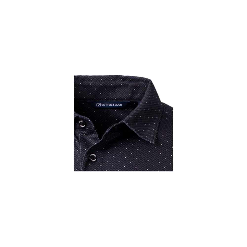 Men's New York Yankees Cutter & Buck Navy Pike Double Dot Print Stretch Polo