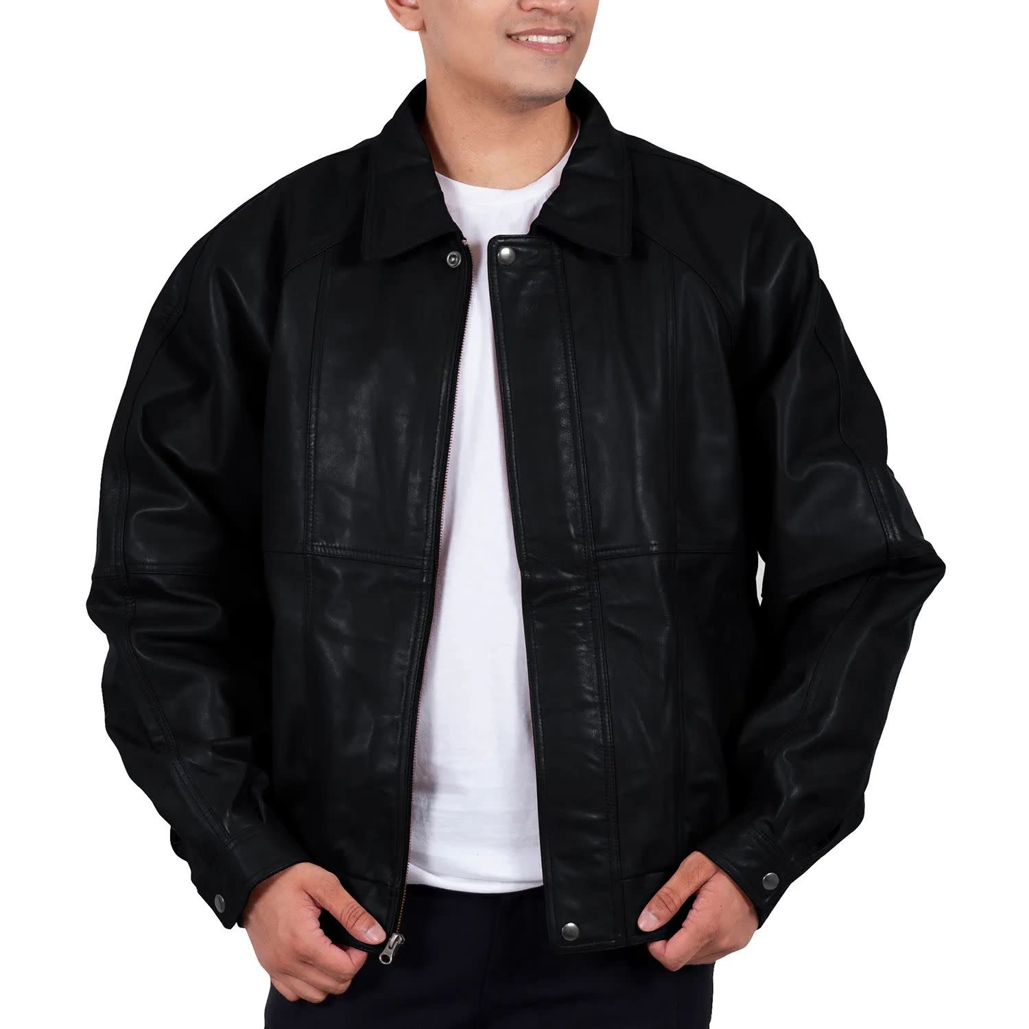 big & tall leather bomber jackets