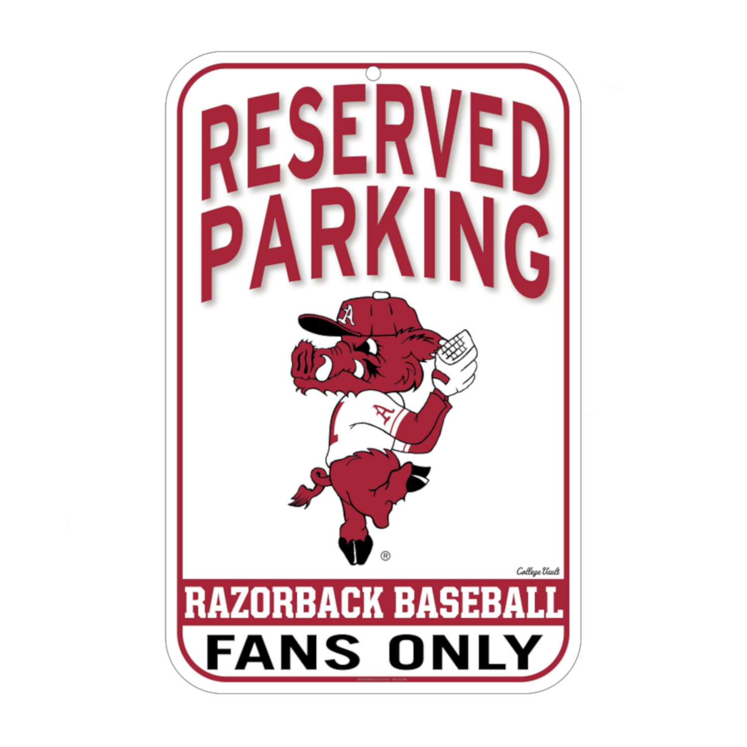 Wincraft Razorback Baseball Fan Parking Only Sign 11 x 7