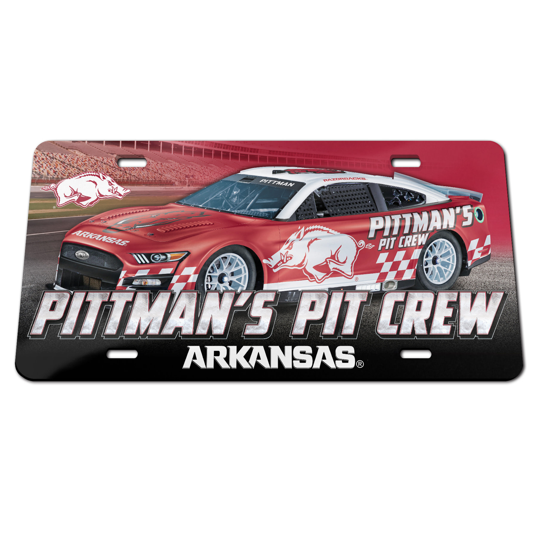 Wincraft Arkansas Razorback Sam Pittmans Pit Crew License Plate