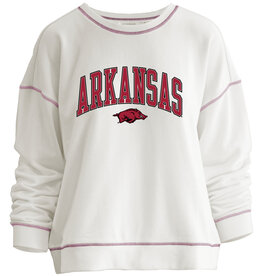 Camp David Arkansas Razorback Womens Contrast Stitched Crew