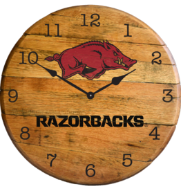 Stoneworx ARKANSAS RAZORBACKS Oak Barrel Clock