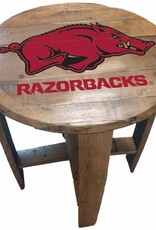 Stoneworx ARKANSAS RAZORBACKS Oak Barrel Table