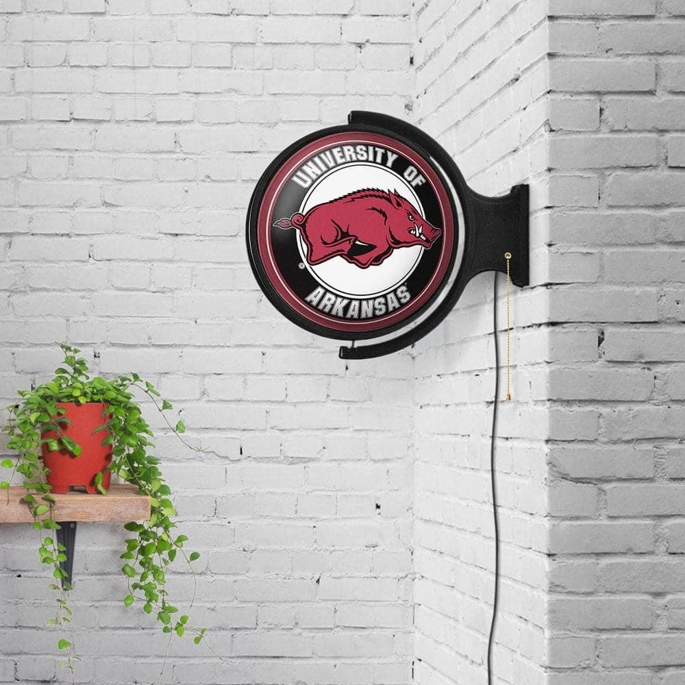 The Fan-Brand Razorback Original No Sport Round Rotating Lighted Wall Sign