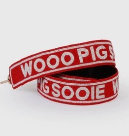 Desden Arkansas Razorback Wooo Pig Sooie 2" WIDE Beaded Strap