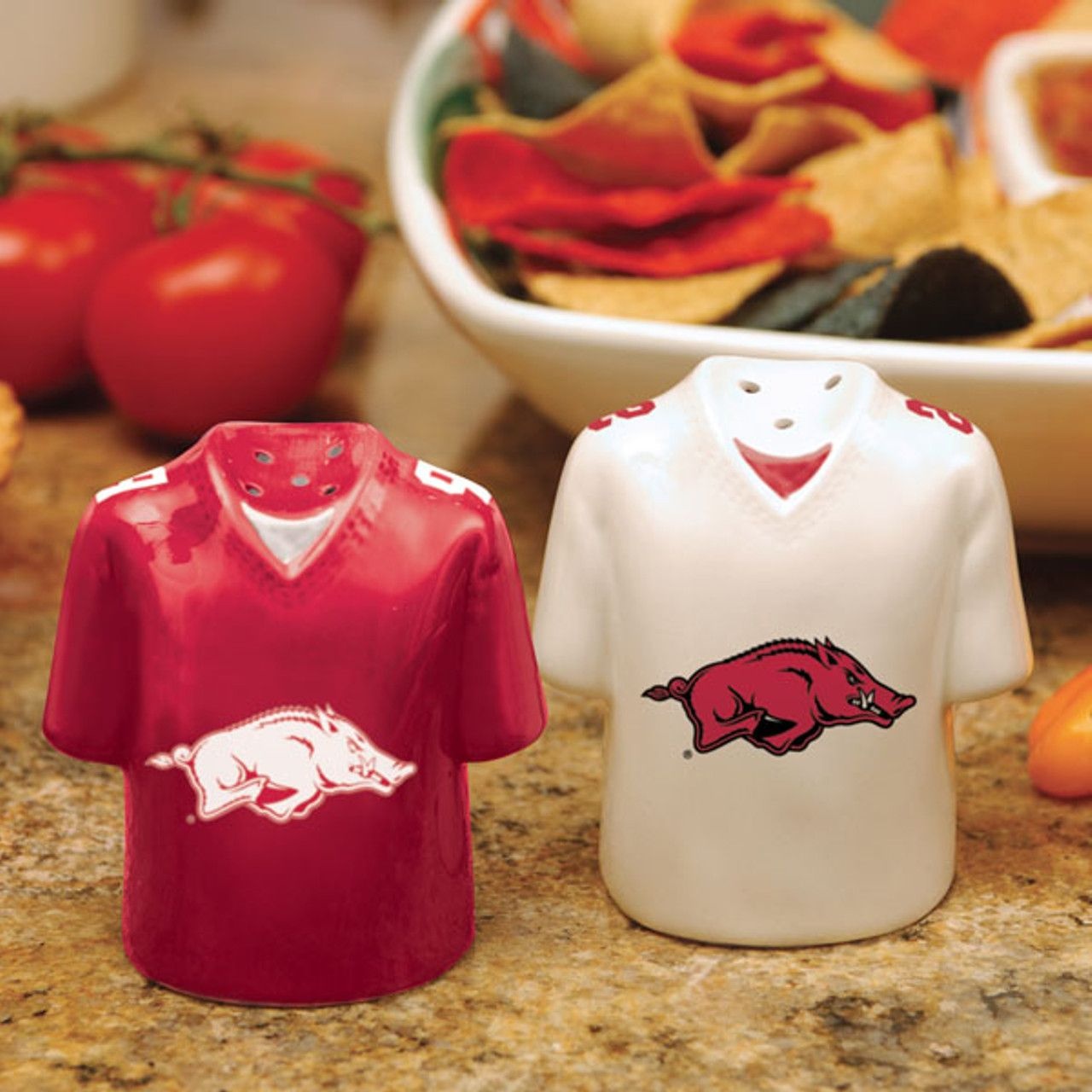 The Memory Company Razorback Jersey Ceramic Salt and Pepper Set