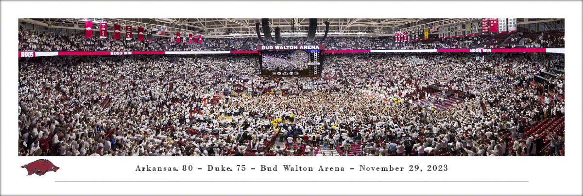 Blakeway Panorama Arkansas Vs Duke Bud Walton Arena Basketball Court Storming Panorama Print