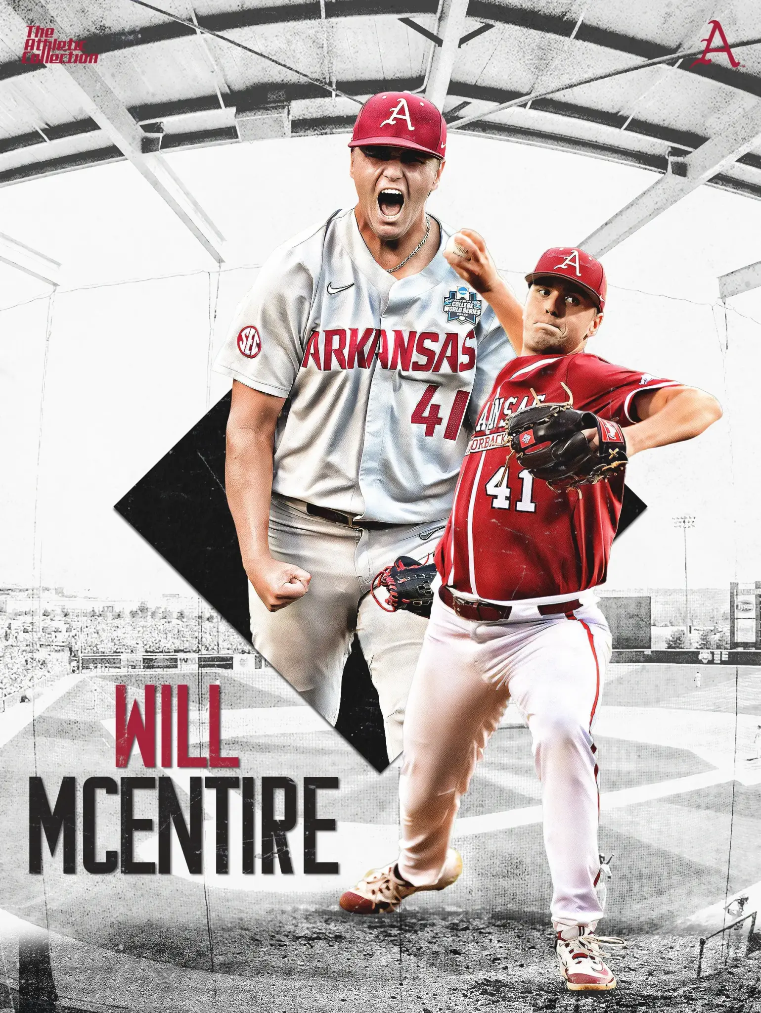 The Athletic Collection Razorback Baseball Will McEntire 18"X24" Poster