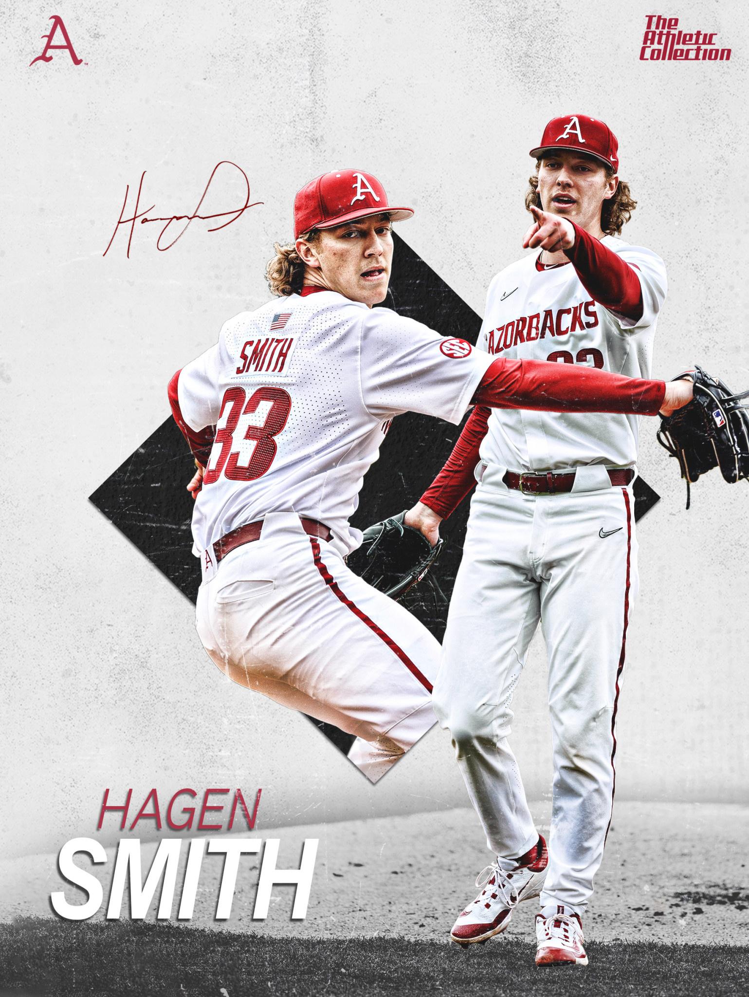 Razorback Baseball Hagen Smith Autographed Poster
