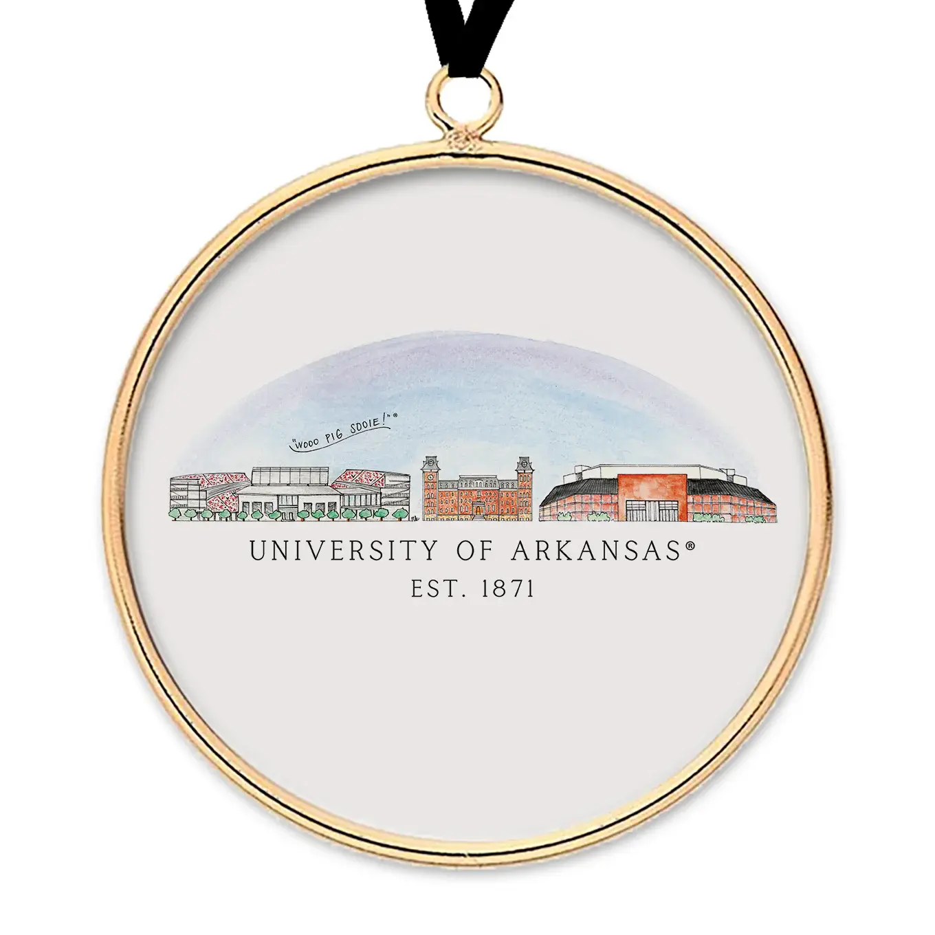 Valiant Gifts Arkansas Skyline Brass & Glass Ornament
