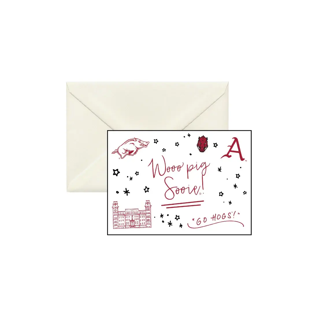 Valiant Gifts Arkansas Razorback Confetti Boxed 5.5"X4.25" Notecards 10-Pack