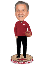 Bobblehead Hall Of Fame Razorback Coach John Calipari Bobblehead in a cardinal red quarter zip pullover