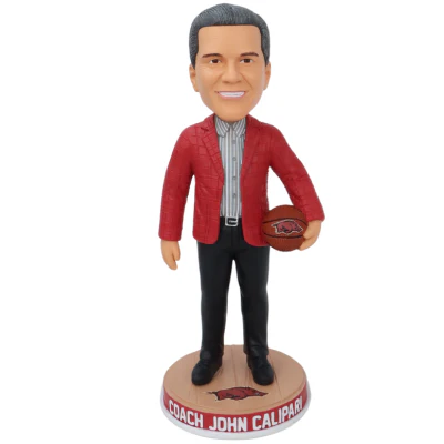 Bobblehead Hall Of Fame Razorback Basketball Coach John Calipari Bobblehead in a checkered, cardinal red blazer