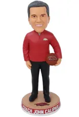 Bobblehead Hall Of Fame Razorback Coach John Calipari Bobblehead in a cardinal red quarter zip pullover
